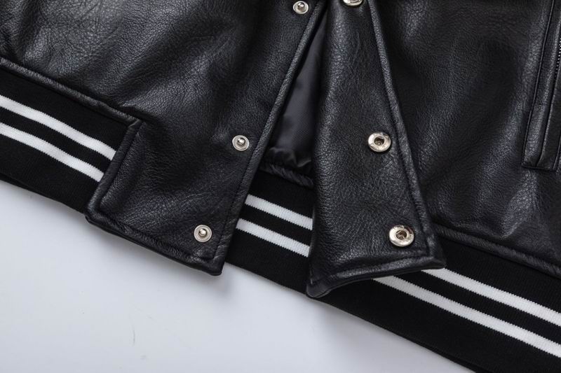 Amiri Black Faux Leather Varsity Jacket With Iconic Logo