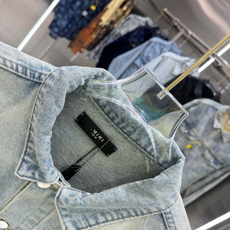Amiri Distressed Denim Jacket With Patches And Splatter Details
