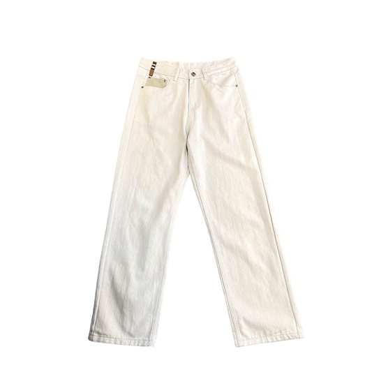 Burberry Men's White Denim Jeans With Signature Detailing