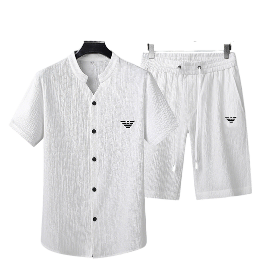 Giorgio Armani Men's White Short - Sleeve Shirt And Shorts Set