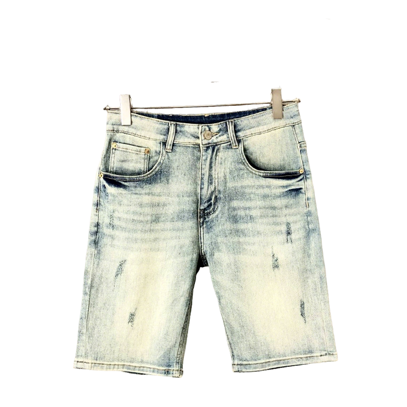 Burberry Men's Light Blue Distressed Denim Shorts With Classic Style