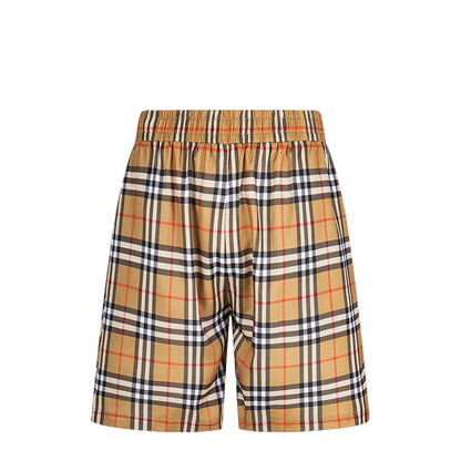 Burberry Men's Beige Checkered Elastic - Waist Shorts For Summer