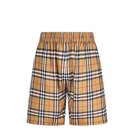 Burberry Men's Beige Checkered Elastic - Waist Shorts For Summer
