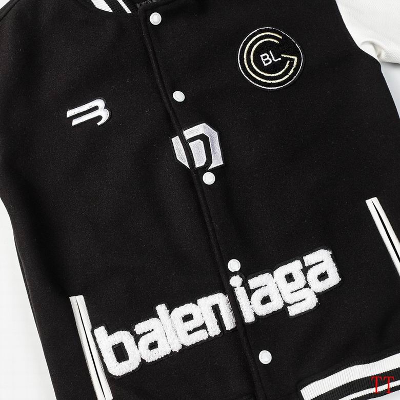 Balenciaga Black And White Varsity Jacket With Embroidered Logos