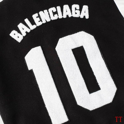 Balenciaga Black And White Varsity Jacket With Embroidered Logos