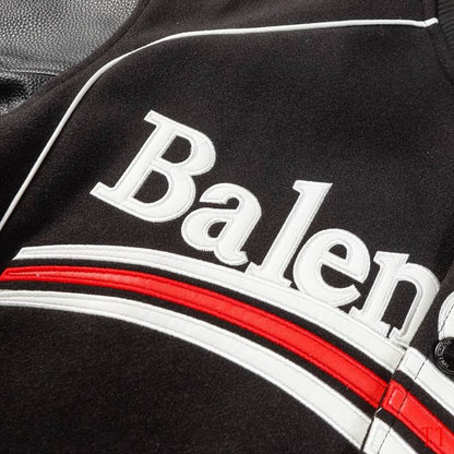 Balenciaga Black Varsity Jacket With Leather Sleeves And Logo