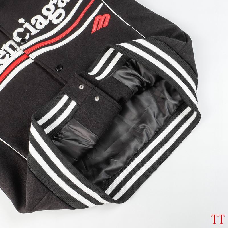 Balenciaga Black Varsity Jacket With Leather Sleeves And Logo