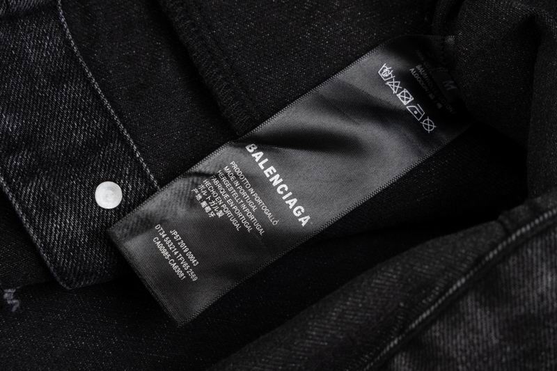 Balenciaga Black Denim Jacket With Classic Button Front Design