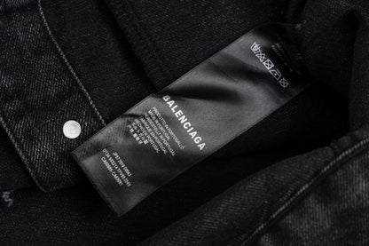 Balenciaga Black Denim Jacket With Classic Button Front Design