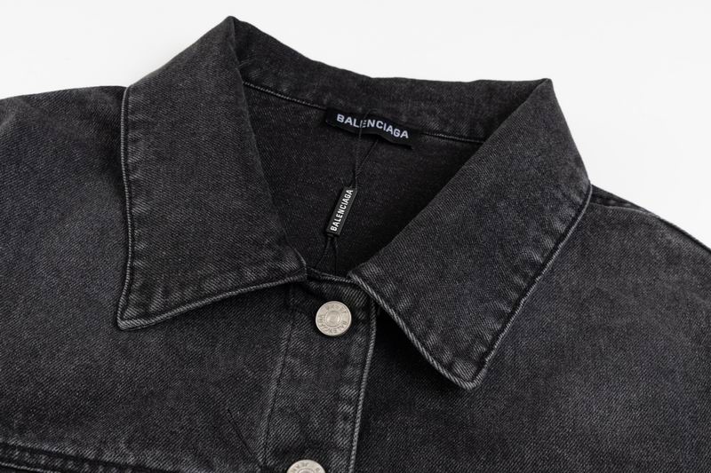 Balenciaga Black Denim Jacket With Classic Button Front Design