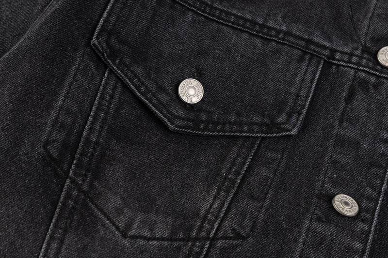 Balenciaga Black Denim Jacket With Classic Button Front Design