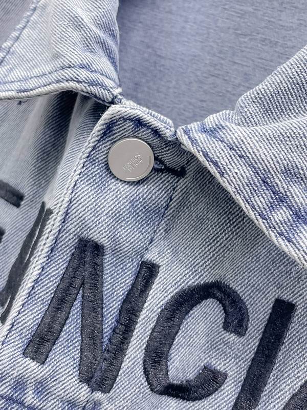 Balenciaga Light Blue Denim Jacket With Bold Brand Lettering