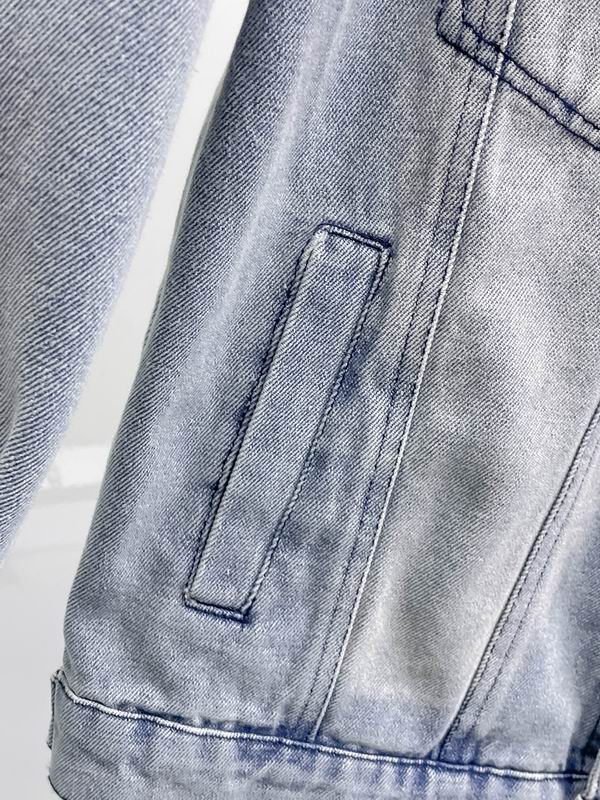 Balenciaga Light Blue Denim Jacket With Bold Brand Lettering