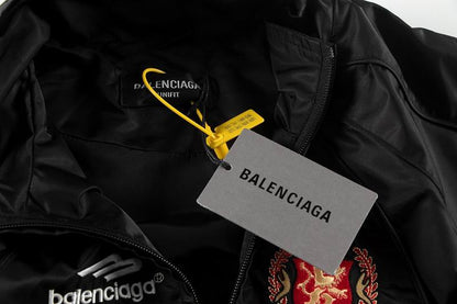 Balenciaga Black Sports Jacket With Brand Logos And Emblem