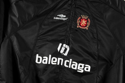 Balenciaga Black Sports Jacket With Brand Logos And Emblem