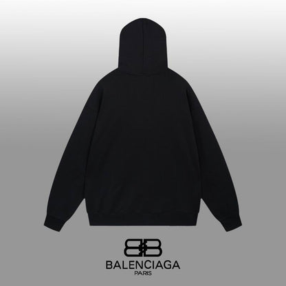 Balenciaga Black Hoodie With White PARIS Logo for Stylish Urban Outfits