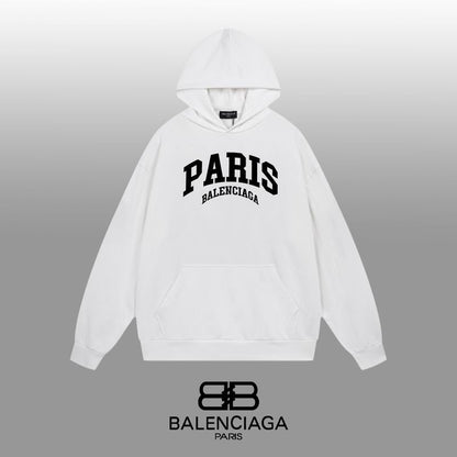 Balenciaga Black Hoodie With White PARIS Logo for Stylish Urban Outfits