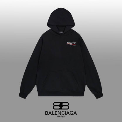 Balenciaga White/Black Hoodie With Small Logo And Striped Detail For Minimalist Chic