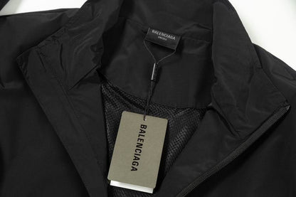 Balenciaga Black Track Jacket With Bold Yellow Logo Print