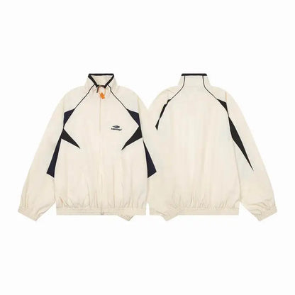 Balenciaga Beige Tracksuit With Contrast Black Accents And Zip Jacket
