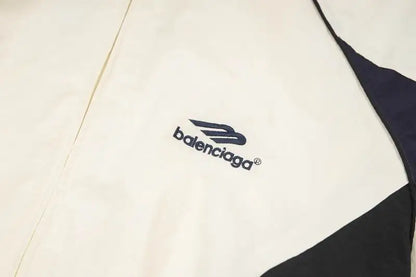 Balenciaga Beige Tracksuit With Contrast Black Accents And Zip Jacket