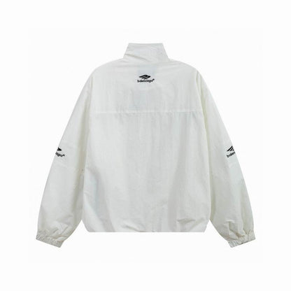 Balenciaga White Track Jacket With Black Stripes And Logo