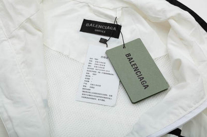 Balenciaga White Track Jacket With Black Stripes And Logo