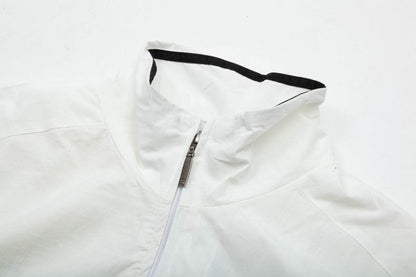 Balenciaga White Track Jacket With Black Stripes And Logo