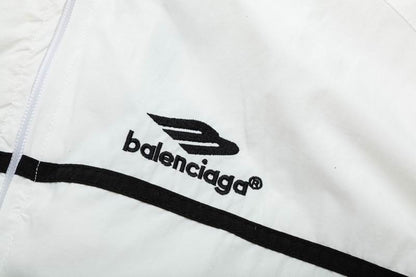 Balenciaga White Track Jacket With Black Stripes And Logo