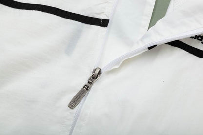 Balenciaga White Track Jacket With Black Stripes And Logo