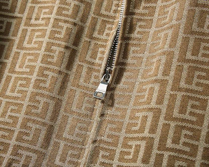 Balmain Brown Patterned Jacket With Signature Monogram Design