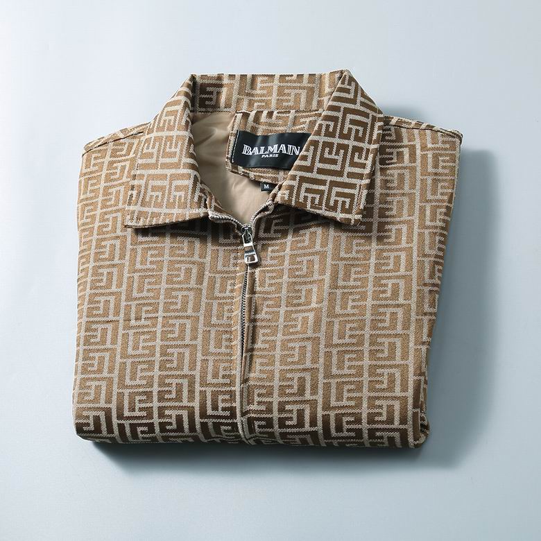 Balmain Brown Patterned Jacket With Signature Monogram Design