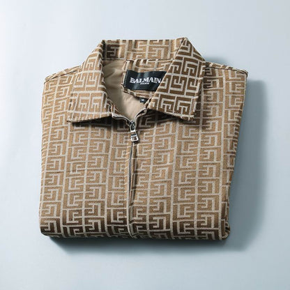 Balmain Brown Patterned Jacket With Signature Monogram Design