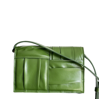 Bottega Veneta Green Quilted Leather Crossbody Bag With Adjustable Strap For Stylish Outings BV731243