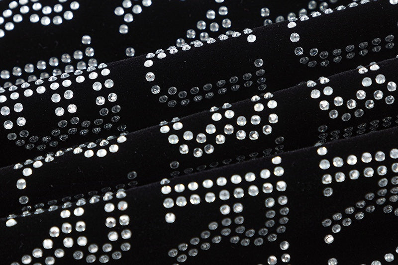 Burberry Patterned Black Bomber Jacket with Rhinestone Logo Design