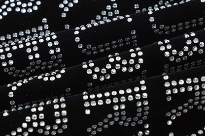 Burberry Patterned Black Bomber Jacket with Rhinestone Logo Design