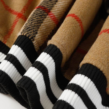 Burberry - Style Plaid Wool Varsity Jacket with Leather Sleeves