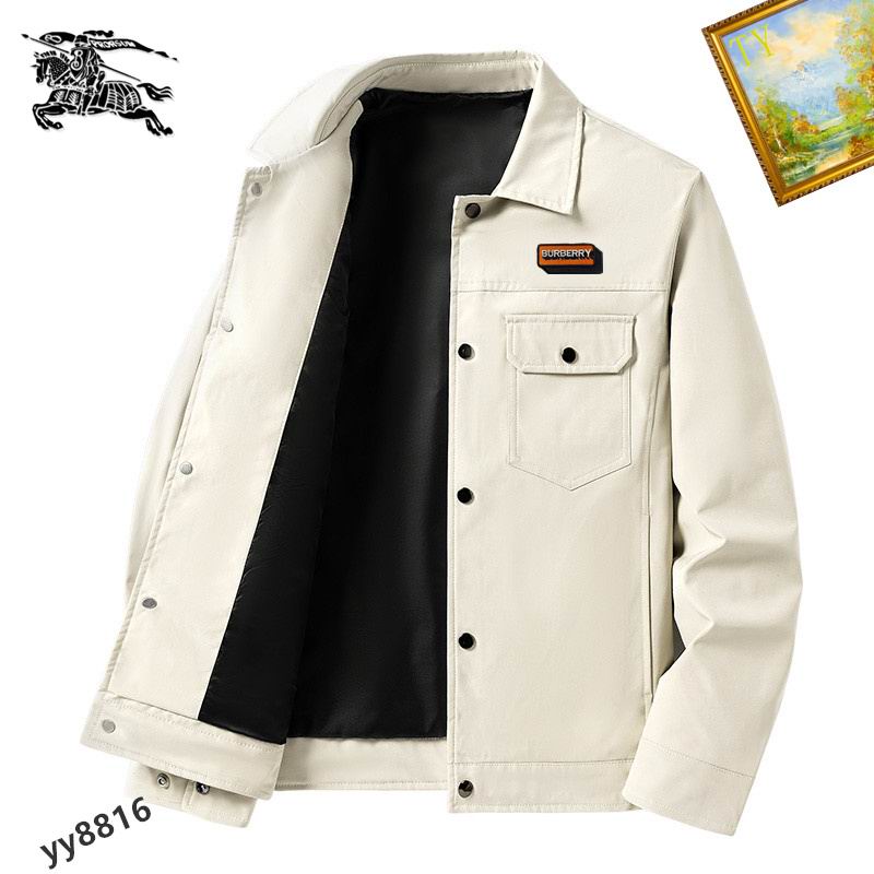 Burberry - Inspired Black Button - Up Jacket with Branded Badge