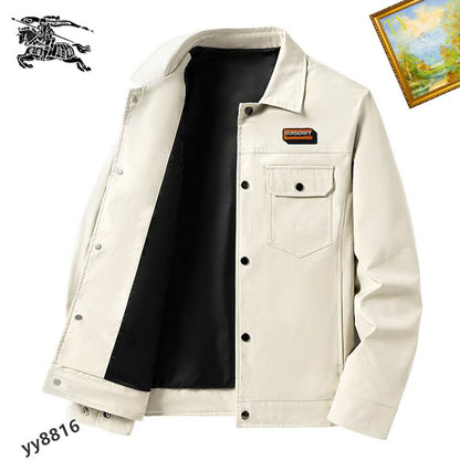 Burberry - Inspired Black Button - Up Jacket with Branded Badge