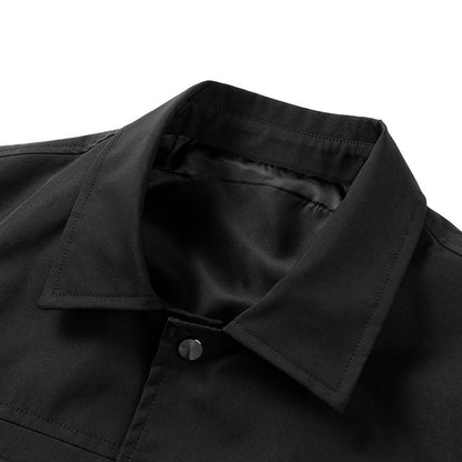 Burberry - Inspired Black Button - Up Jacket with Branded Badge