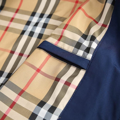 Burberry Blue Hooded Jacket With Bold Brand Lettering