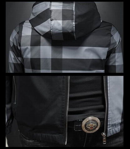 Burberry - Style Checkered Hooded Jacket for Men's Fashion