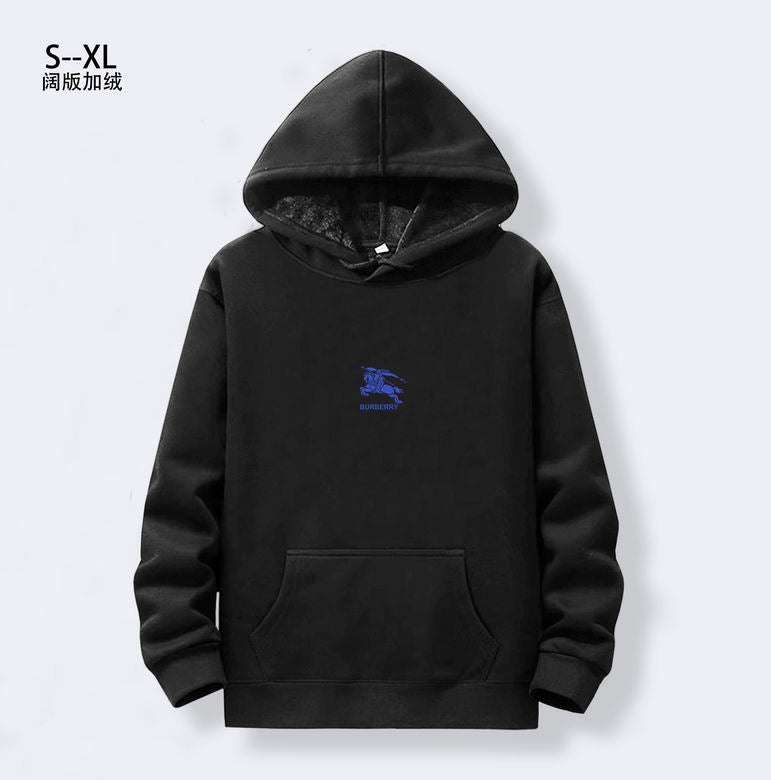 Burberry Grey Hoodie With Blue Classic Pattern For Subtle Fashion Statements