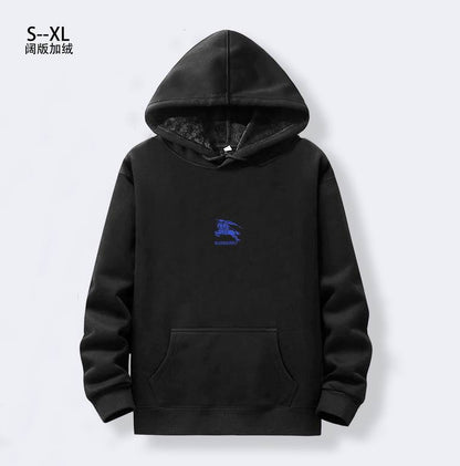 Burberry Grey Hoodie With Blue Classic Pattern For Subtle Fashion Statements