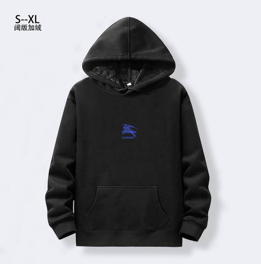 Burberry Grey Hoodie With Blue Classic Pattern For Subtle Fashion Statements