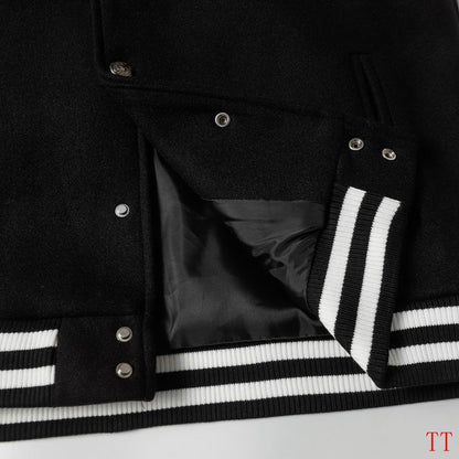 Chrome Hearts Inspired Black and White Varsity Jacket with Cross Emblem