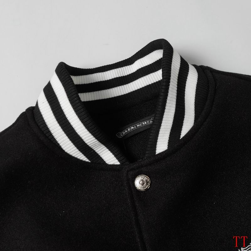 Chrome Hearts Inspired Black and White Varsity Jacket with Cross Emblem