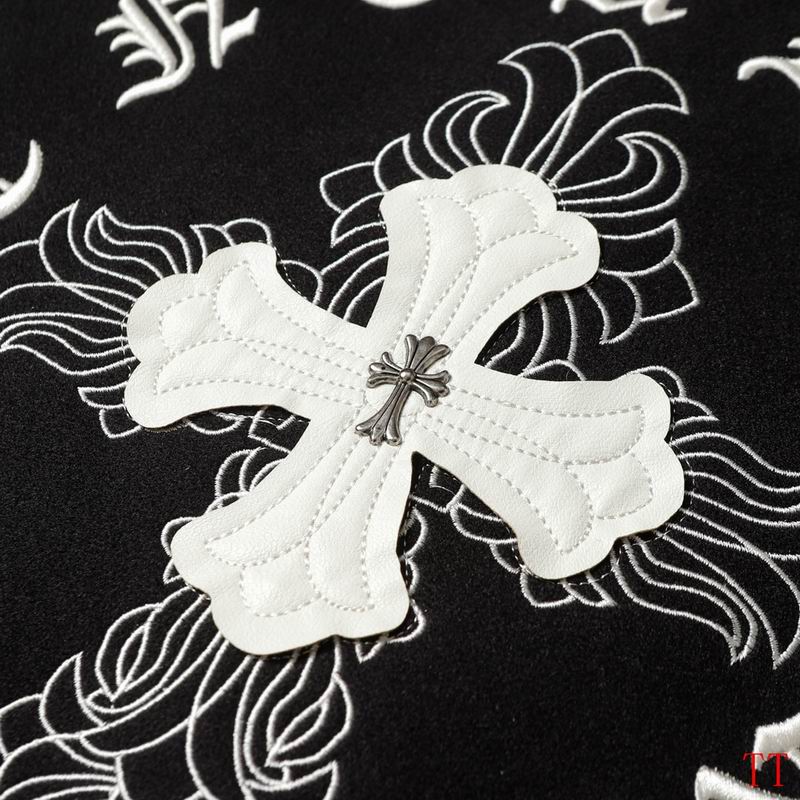 Chrome Hearts Inspired Black and White Varsity Jacket with Cross Emblem