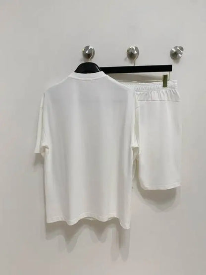 Chrome Hearts White T - shirt And Shorts Set With Blue Cross Motifs