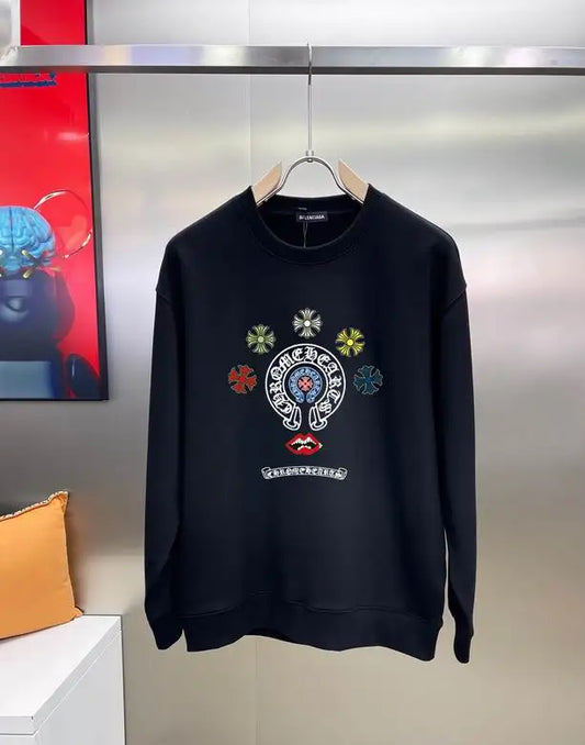 Chrome Hearts Black Tracksuit With Colorful Embroidered Motifs